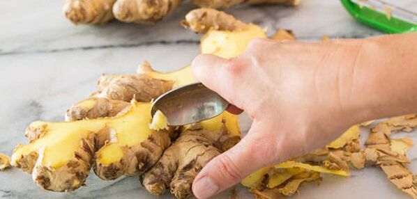 Clean ginger roots